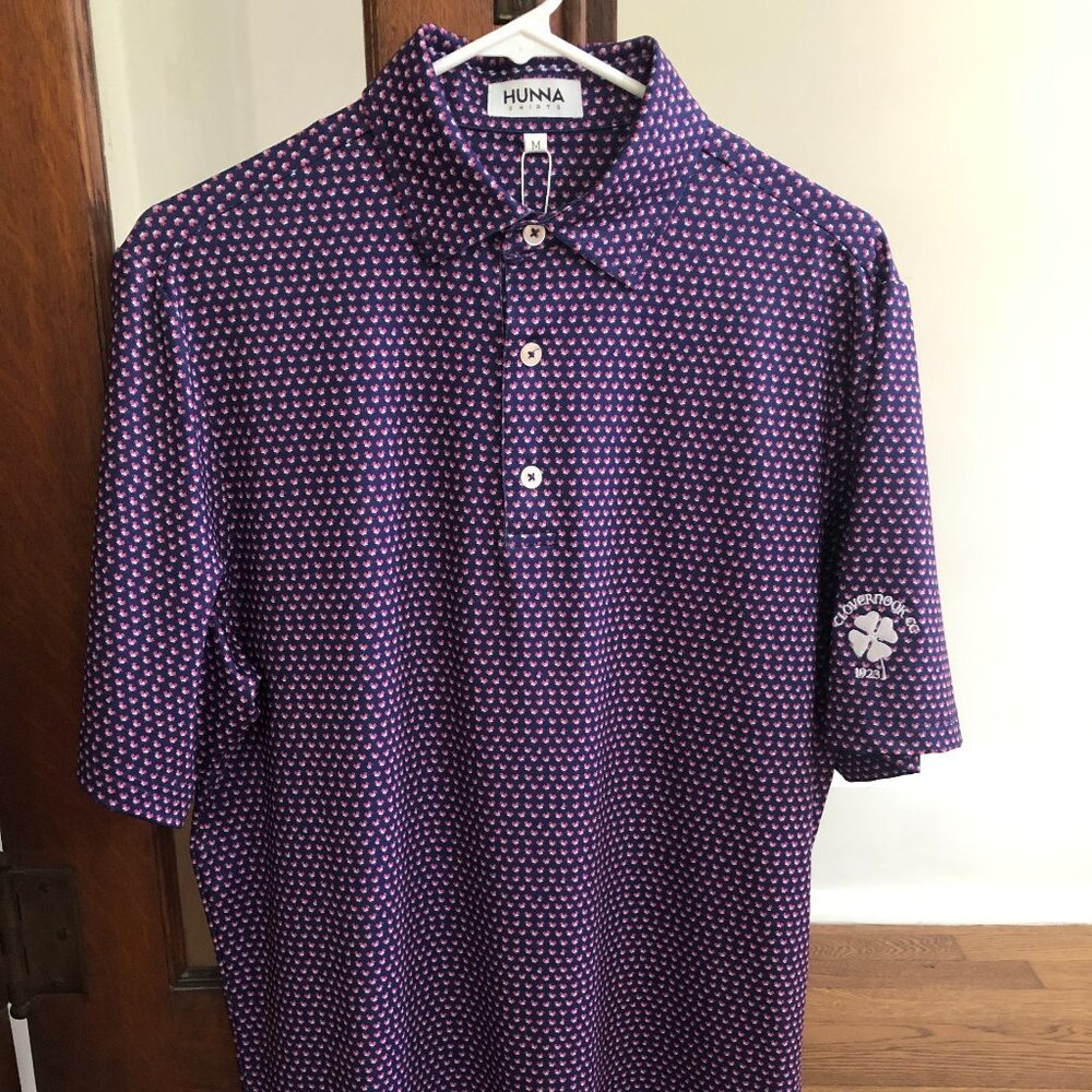 Medium Golf Shirt - Hunna - Navy and Red